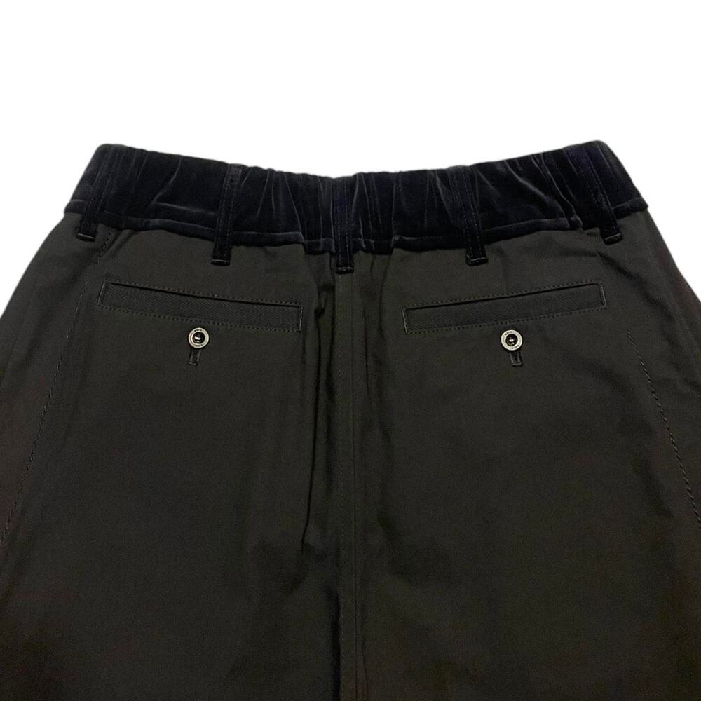 SACAI Japanese Luxury designer Cotton Oxford Pants black with velvet waistband - Picture 6 of 9